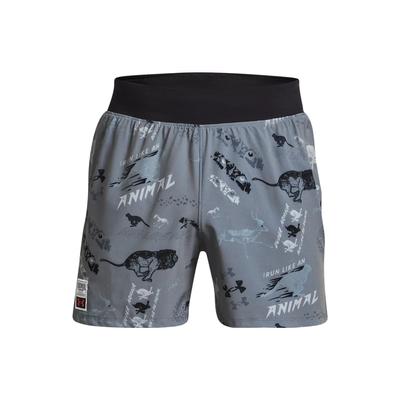 Animal Print Letter Print Elastic Waist Straight Casual Shorts Men Shorts Gray 1379302-001