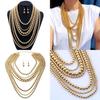 Exaggerated Gold Beaded Necklace With Multi Layers For Women Fashion Accessory