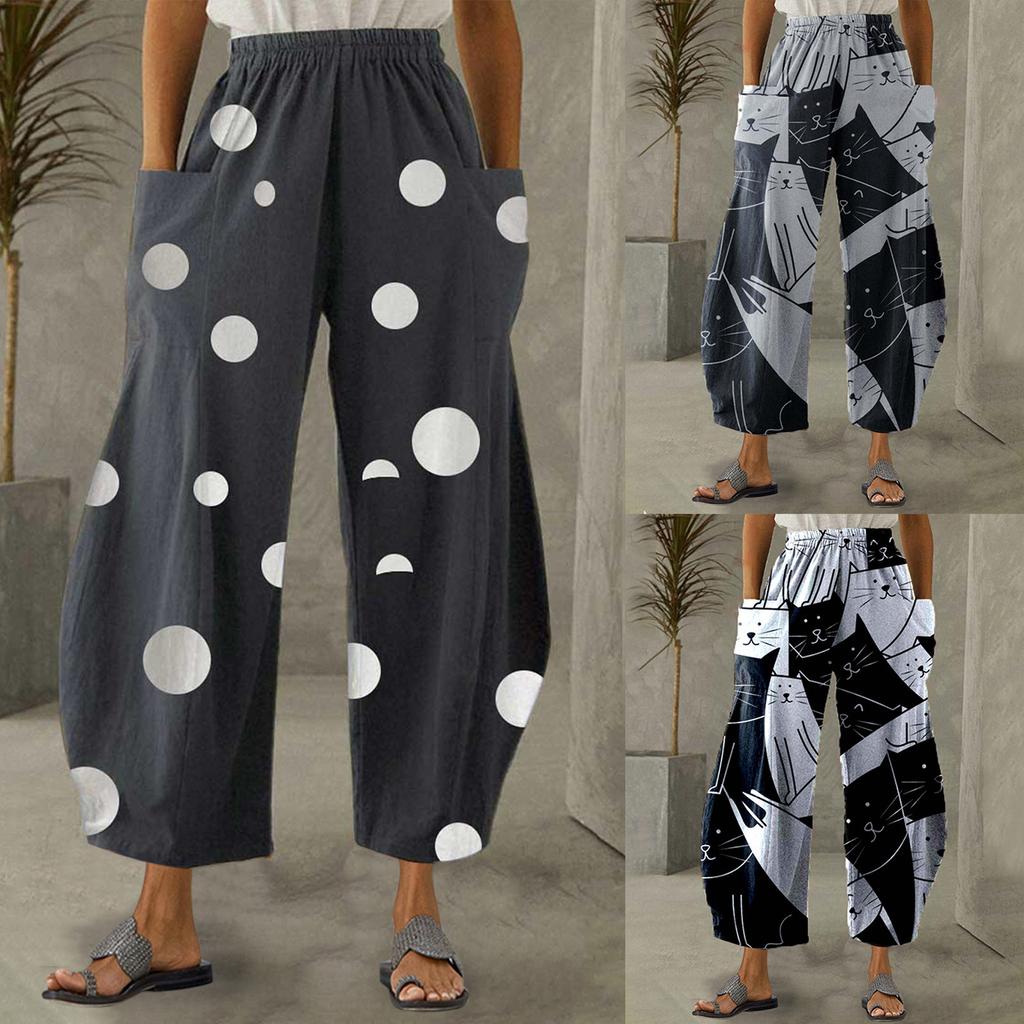 Купить Женские летние модные хлопковые льняные брюки Мешковатые ...