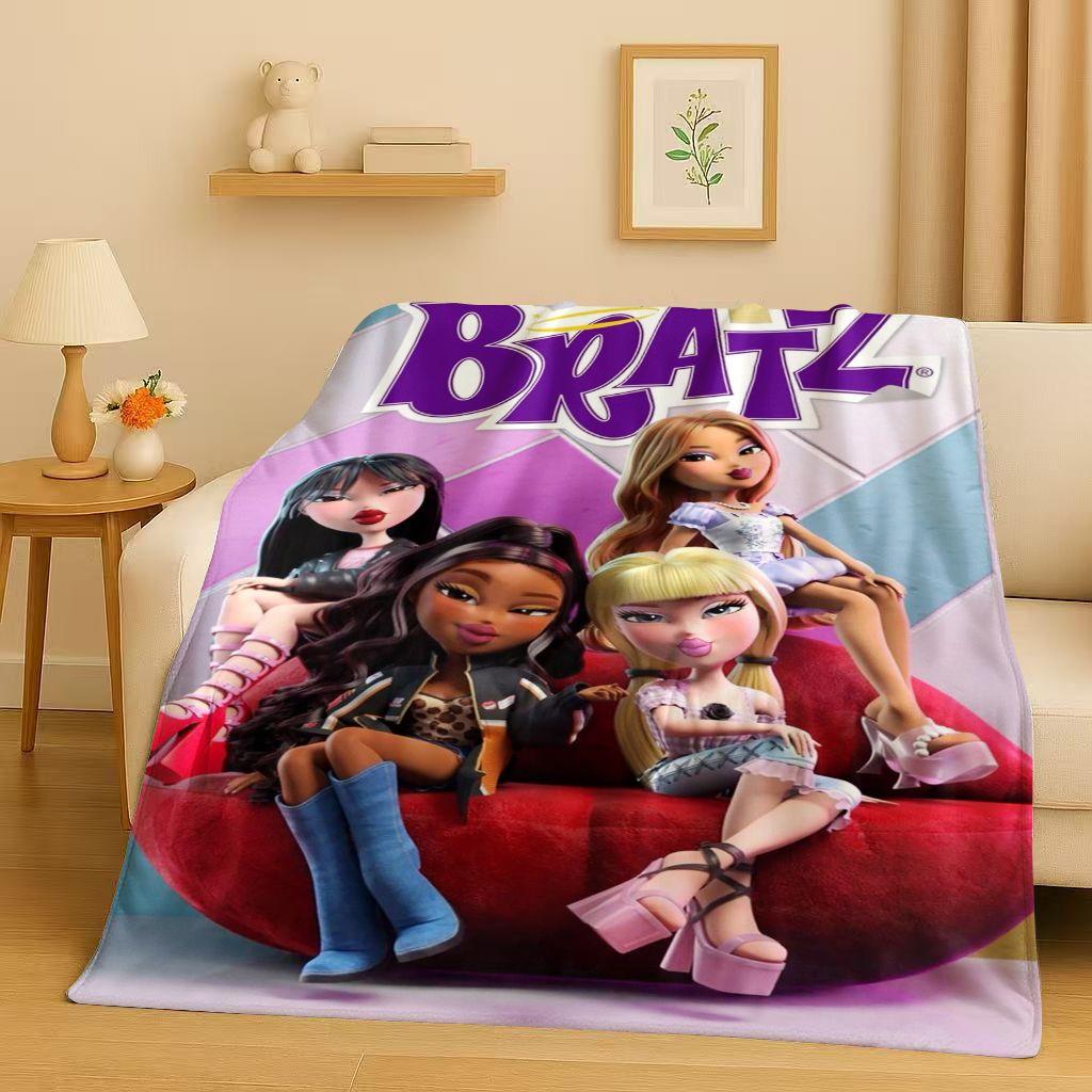 New Cartoon Bratz Doll Girl Flannel Blanket,Ultra Soft Warm Plush Throw for Home Bedroom Bed Sofa Cover Office Gift Kids Picnic