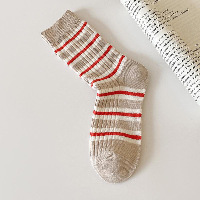 Female Autumn and Winter Warm Trend Embroidery College Wind Tube Socks