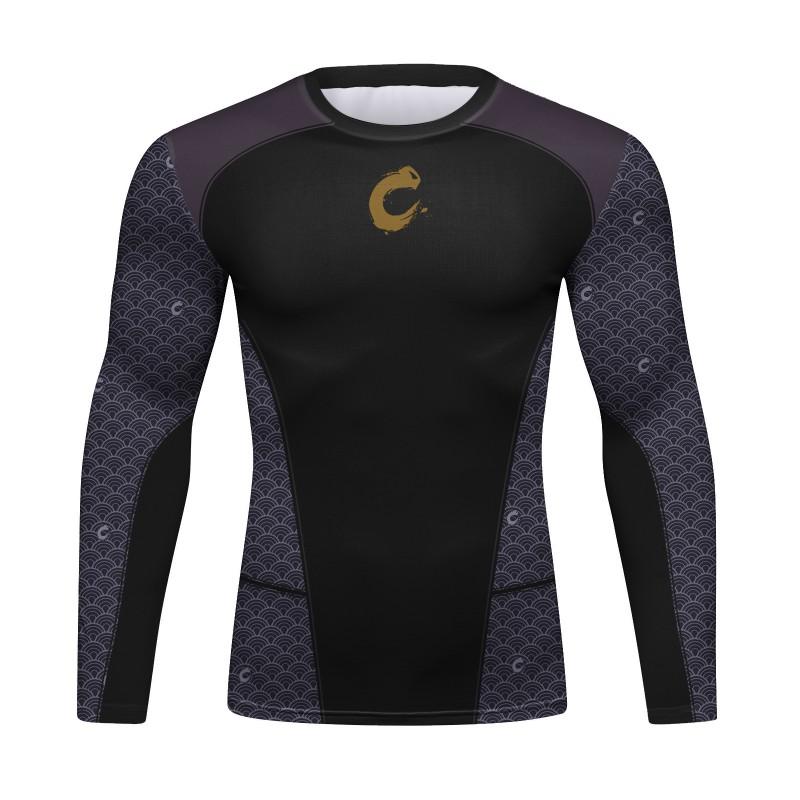 Mens Quick-Dry Long Sleeve T-Shirt Breathable Sport Tee With Animal Print Slim Fit Fall Winter
