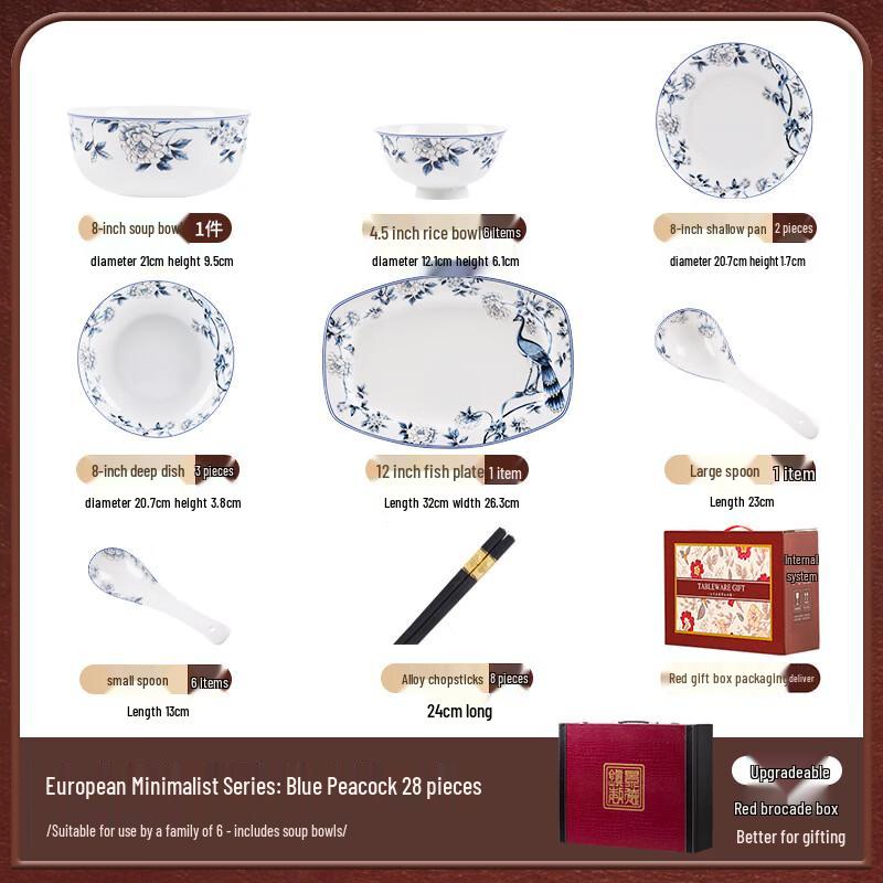

Mo De Lanka Blue Peacock Ceramic Dinnerware Set Gift Box
