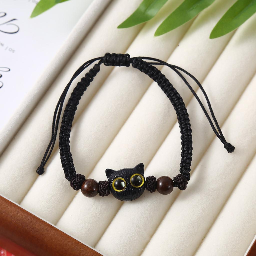 Hot-selling cat beaded bracelet cute cat elastic rope Jingdezhen ceramic bracelet
