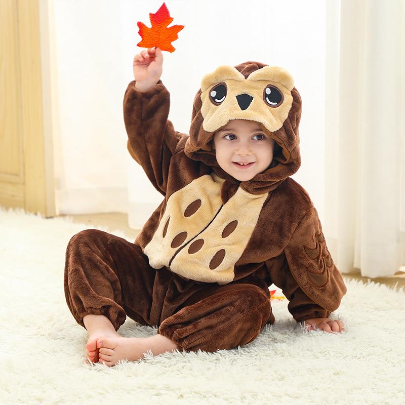 Children's Animal Onesie Pajamas Flannel Sleepwear Winter Warm Homewear Jumpsuit One-Piece Hooded Fleece Rompers Long Sleeve Outfits for Girls Boys
