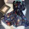 Winter Fashion Women'S Scarf  Mulberry Silk Scarves Shawl Female Long Silk Scarf Blue And Coffee 180*110Cm