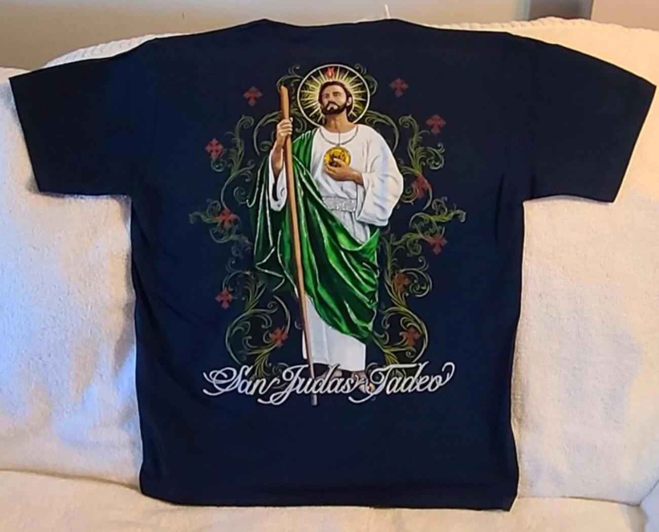 

SAN JUDAS TADEO SAINT JUDE RELIGIOUS JUDAS THADDEUS APOSTLE T-shirt DARK BLUE XL
