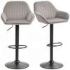 Set Of 2 Bar Stools Velvet Bar Chairs With Backrest Footrest Adjustable Height And Swivel Gray