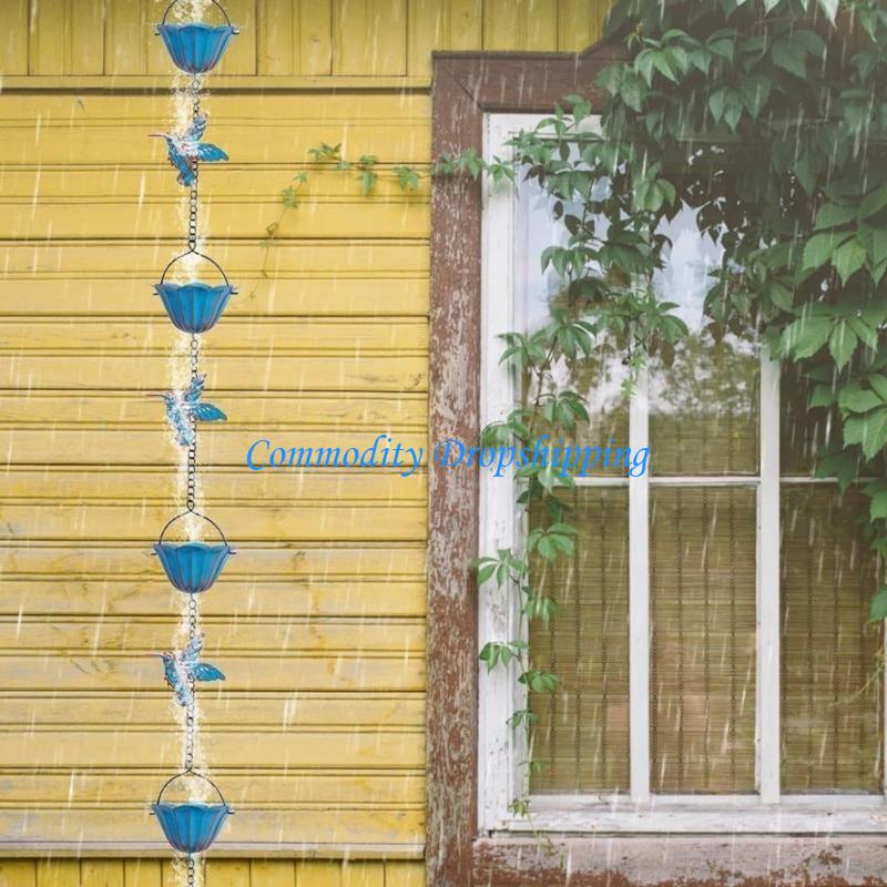 Y5JC Rainwater Guide Rain Chain Decorative Rain Catcher with Charm Weather Prevent