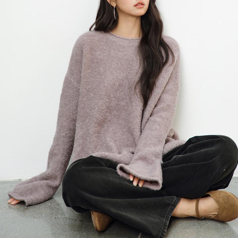 Snofur Women's Round Neck Loose Knit Sweater