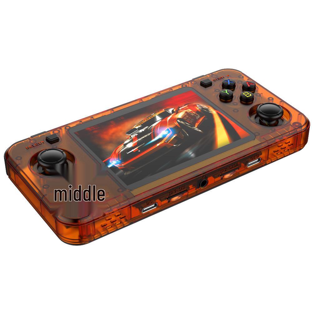 

2025 R36H Ручна аркадна консоль з двома джойстиками та сумісністю з Android прозорий/помаранчевий