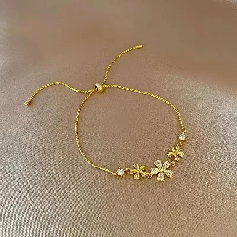 4Pcs/Set Trendy Individuality Open Mouth Bracelet Set for Women Zircon Gold Color Butterfly Pearl Open Cuff Bangle Girls Jewelry