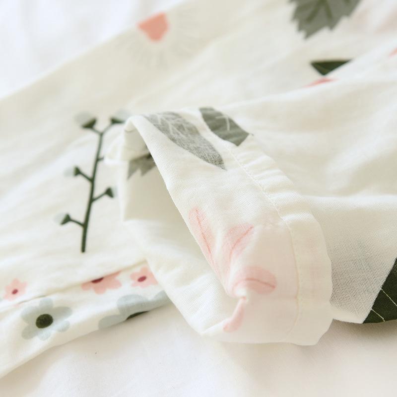 GMXIA Pajamas Women's Spring and Autumn Cotton Gauze Breathable Three-quarter Sleeve Home Wear Two-piece Set Summer Light Style Pajama Sets