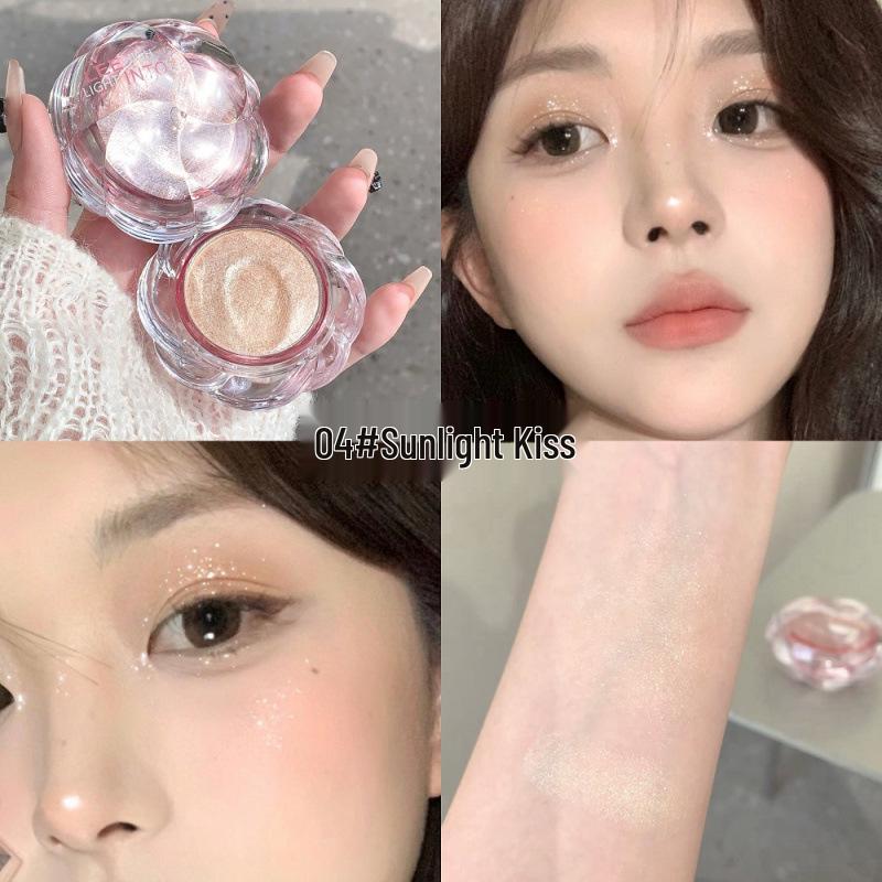 LEEINTO Dream Flower Shimmering Highlighter & Blush with Fine Glitter - Brightening Powder for Eyes and Cheeks
