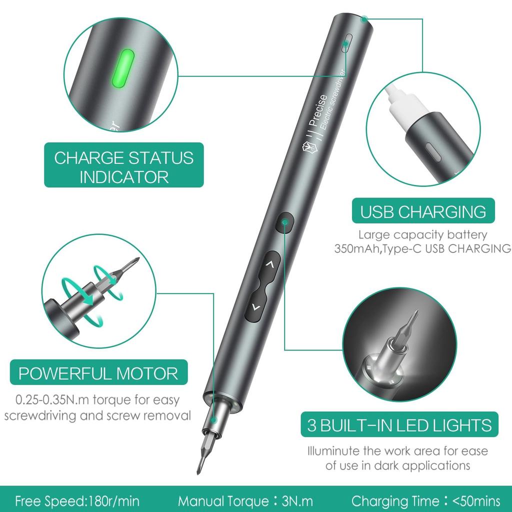 ORIA Electric Screwdriver Mini Electric Screwdriver Rechargeable Repair Tool Precision Screwdriver with Magnetizer for and PCs (New Version) 28-in-1