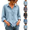 Damen Jeans-Oberteil mit Knopf, lockere Passform