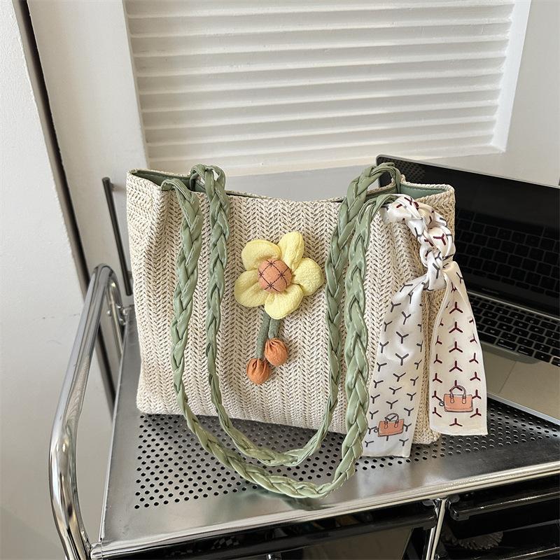 Summer Rattan Woven Tote Bag Large Capacity Casual Handbag for Women 2026 New Fashion CLE