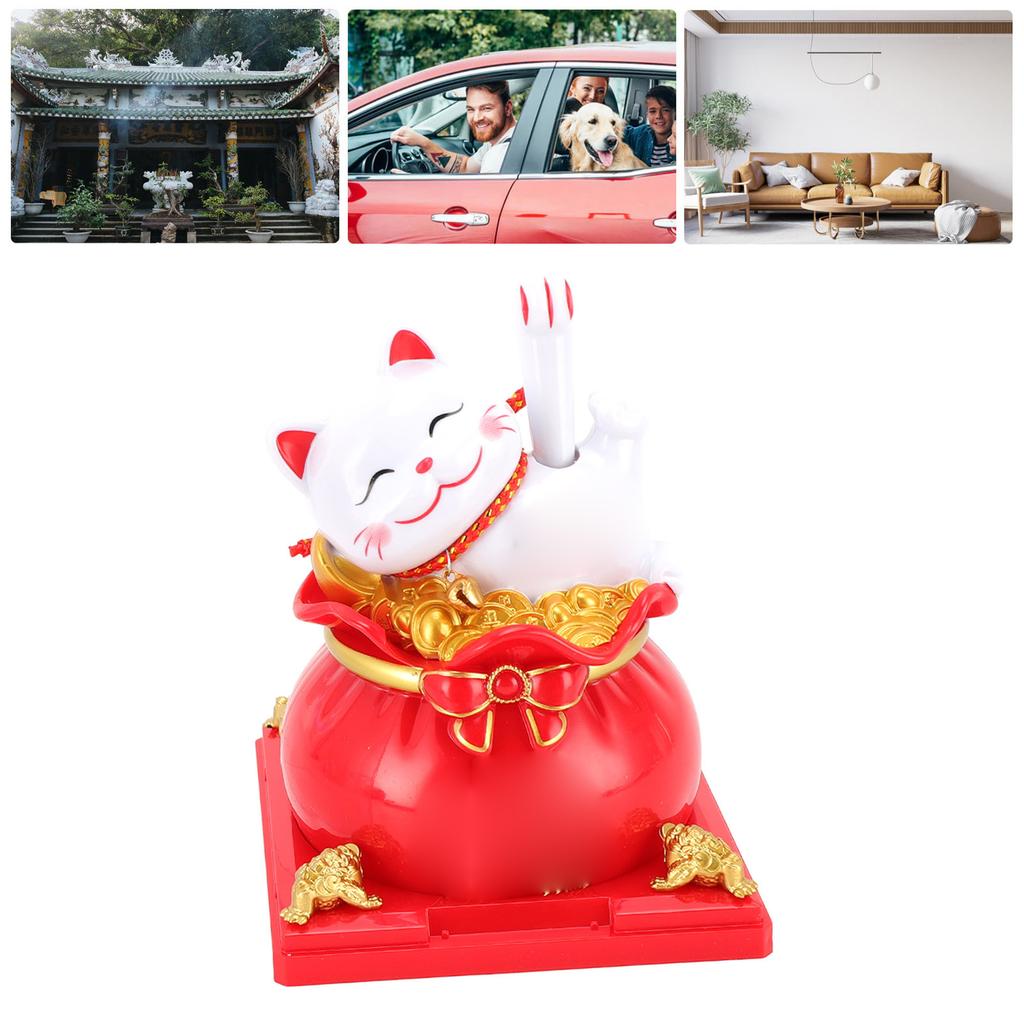 Cat Waving Arm ABS Solar Powered Light Induction Wealth Welcoming Fortune Cat Decoration for Home Car Housewarming Gift