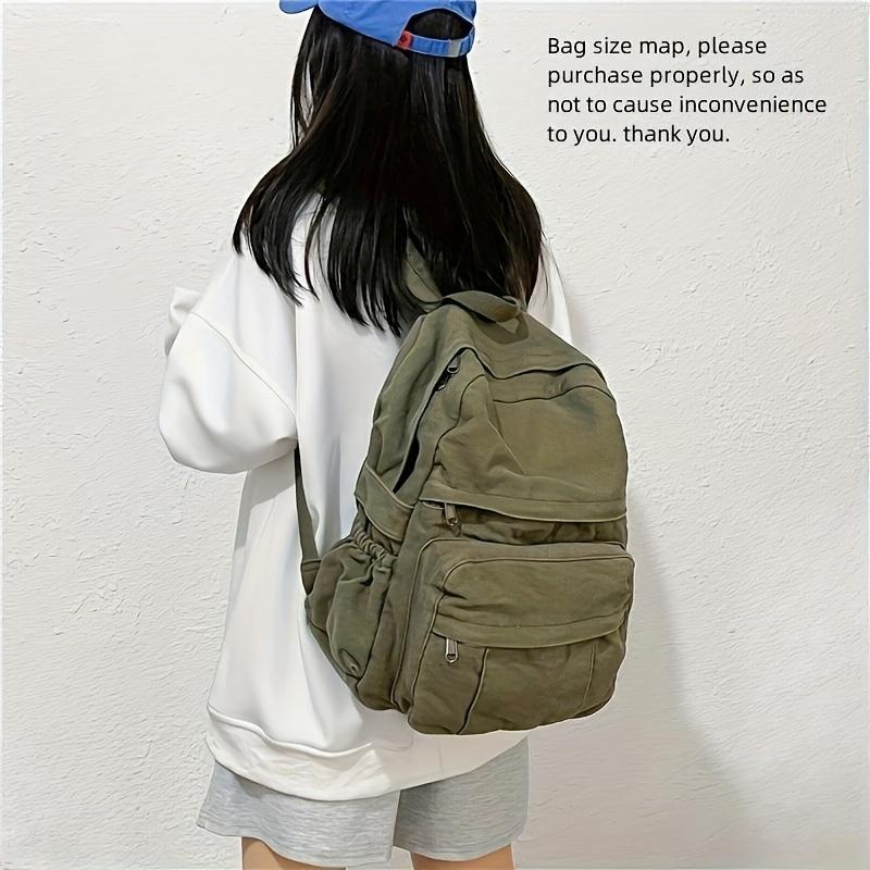 Vintage Simple Backpacks Large Capacity Canvas Schoolbag Multiple Pockets Travel Backpacks Unisex