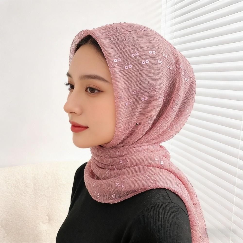 Luxury Shining Sequins Shawl Thin Transparent Breathable Silk Scarf Long Lightweight Head Wrap Party Occasion