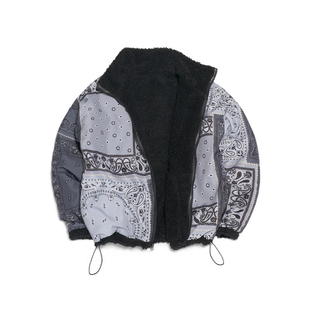 Fm91.02 Teddy Bear & Paisley Reversible Jacket Black