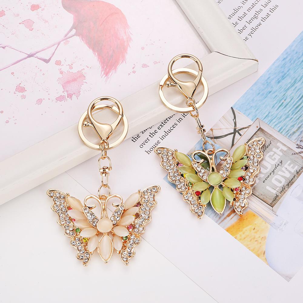 Dazzling Colors, Rhinestone Inlay, Butterfly Keychain, Instagram Style, Metal Bag Pendant, Insect Keychain