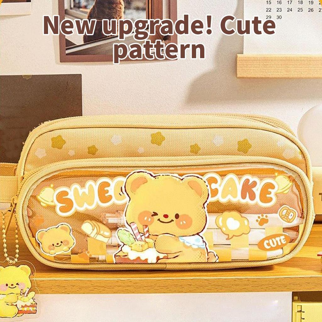 Large Capacity Pencil Case Cartoon Portable Pencil Box School Student Supplies Stationary Organizer Pen Bag Stationery Organizer