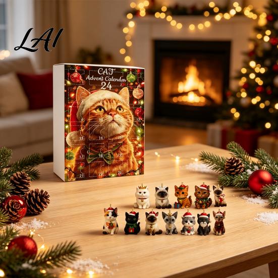 Christmas Advent Calendar Calendar 24 Day Countdown Box with Cat Dog Festival Atmosphere Decor Cow Acrylic Ornaments Festive Tree Hanging