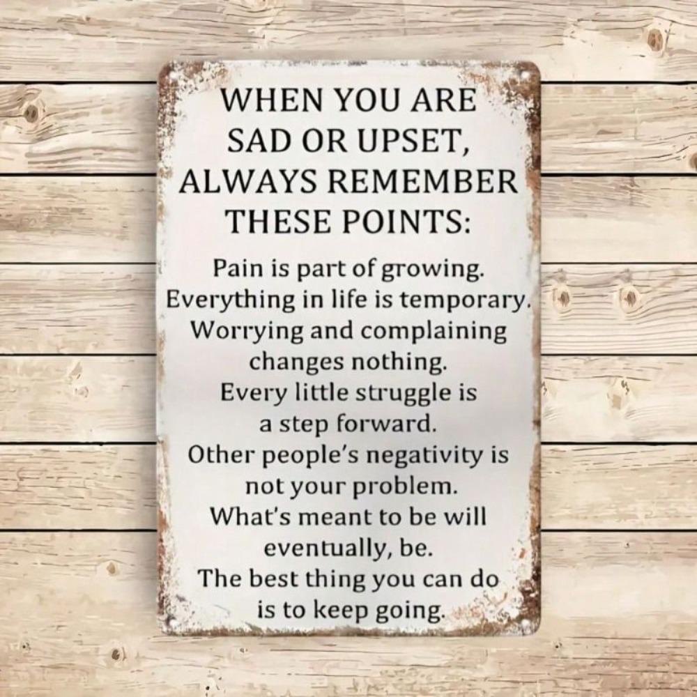 Vintage Metal Poster Motivational Quote Wall Decor for Home Cafe