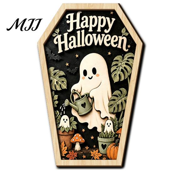 Hanging Decorations for Home Vintage Halloween Wooden Decor, Coffin-Shaped Tabletop Ornaments, Freestanding & Gifts Lovers Ornament Mantel Shelf Porch