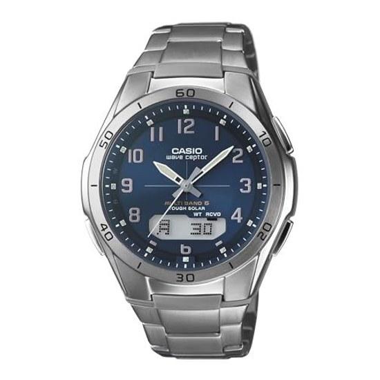Casio wristwatch Wave Scepter radio solar titanium WVA-M640TD-2AJF mens blue.