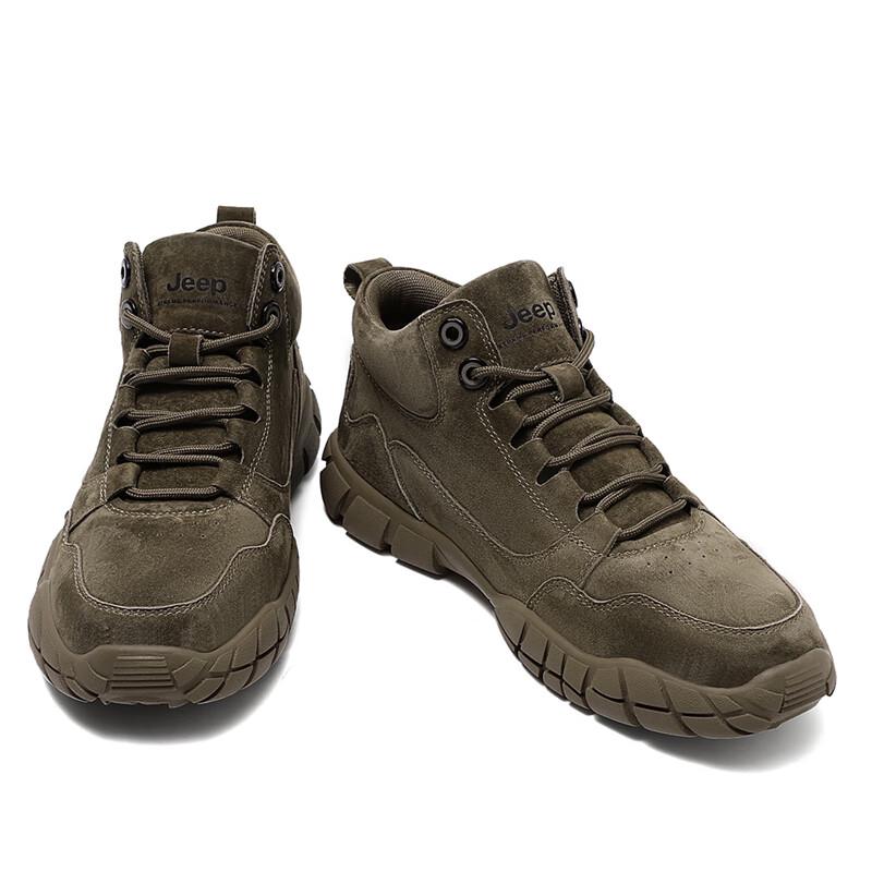 JEEP Men's Wear-Resistant Non-Slip Leather Hiking Shoes