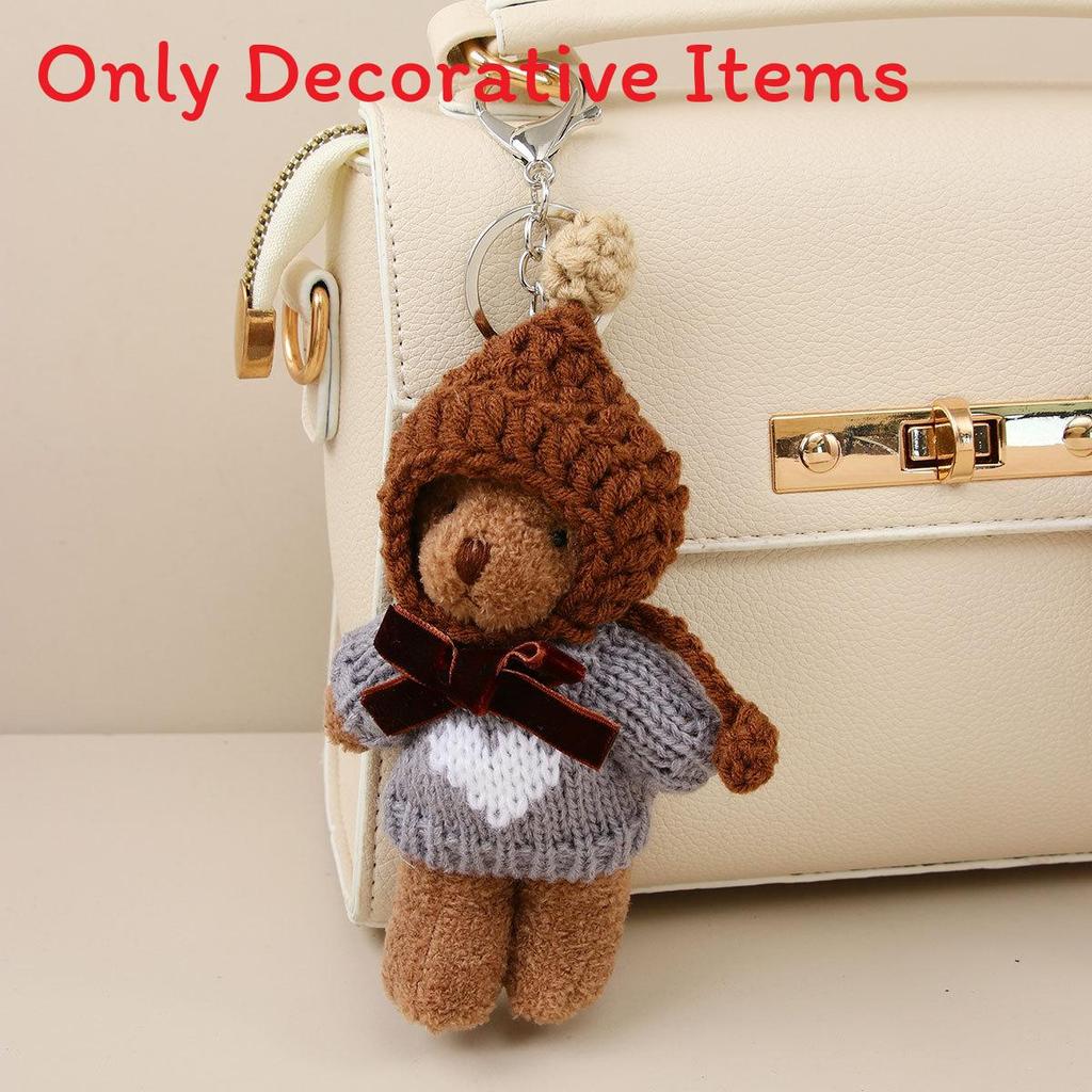 Plush Bear Keychain With Cartoon Animal Pendant For Bags And Gifts