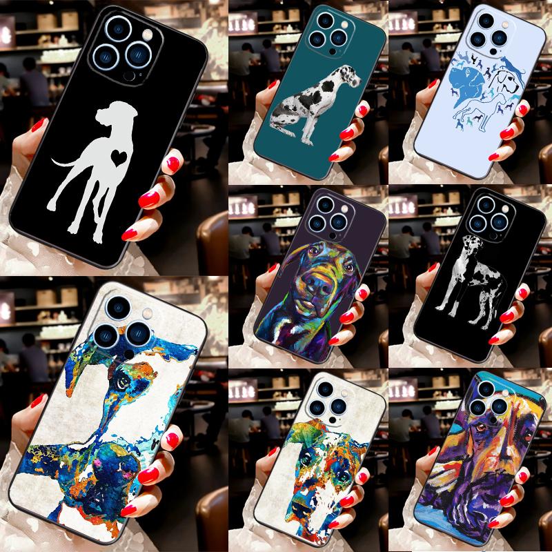 

Чехол с акварелью Great Dane Dog для iPhone 13 12 11 14 Pro Max XS Max XR X 6S 7 8 Plus SE 2020, задняя крышка, чехол для телефона iPhone 8 Plus