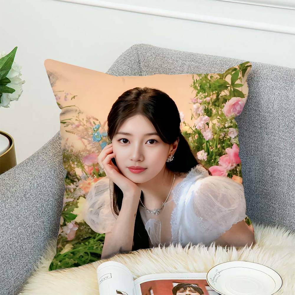 KPOPBBae Suzy Pillow Case Sofa Decorative Home Doublesided Print Plush Square Throw Pillow Cushion Cover