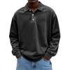 Men's Vintage Retro Casual Long Sleeve Button Down Collared Polo Shirt, Versatile Top for Crossborder Outfits