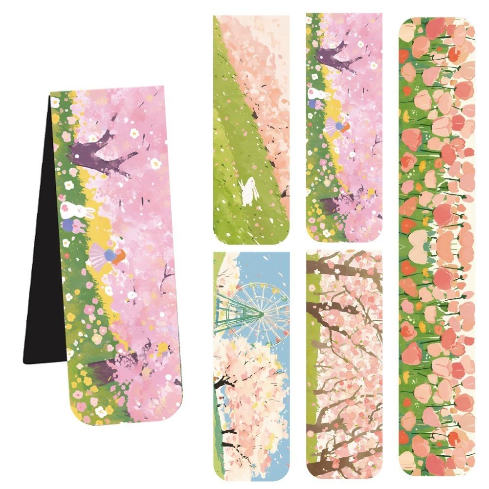 5pcs/set 4.7inch Magnetic Bookmark Set Multicolor Foldable Reading Page Label Holder Waterproof Cardboard Book Marks