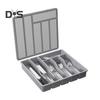 Kitchen Flatware Utensil Holder with Lid 6 Compartments Drawer Countertop Chopstick Spoon Fork Cutter Cutlery Storage Box Covered Organizer Tray