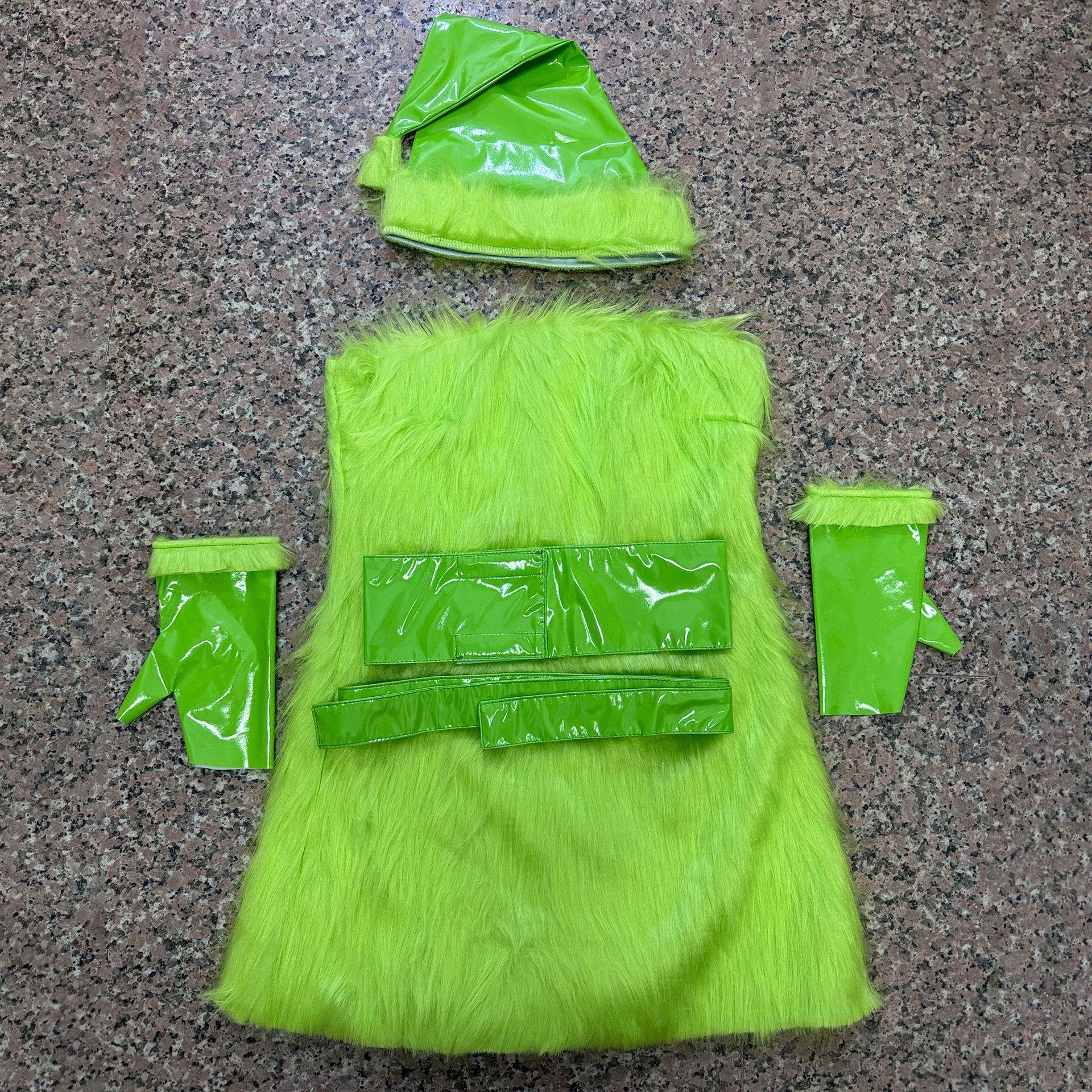 

Хелловінський костюм монстра із зеленим волоссям кос різдвяний костюм монстра-злодія, Мао Мао Грінч грає форму XL