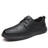 2025 Summer Men's Lace-up Soft Leather Casual Men's Shoes Hollow Rubber Sole Hole Shoes Hundred Towers Breathable Leather Sandals