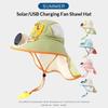 Kids Wide Brim Sun Hat Solar Rechargeable Fan Neck Flap Uv Protection For Summer Beach Activities