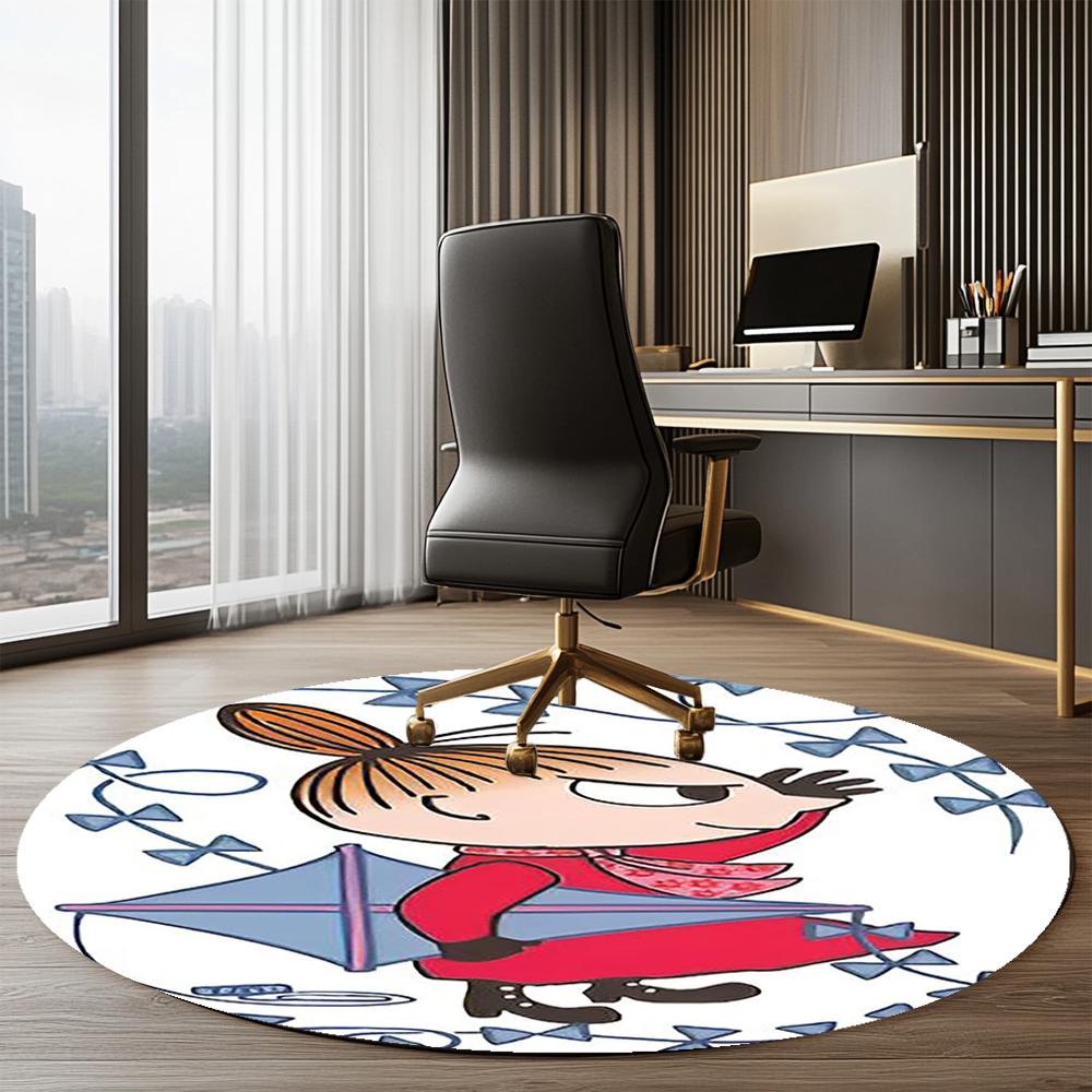 Little My Printed Round Rug Carpet Chair Rug Area Rug Entryway Doormats,for Office Chair Living Room Bedroom Kitchen Room.