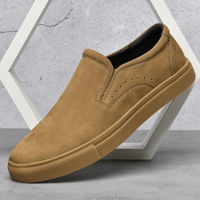 Genuine Leather men shoes Autumn Winter Men Shoes lace up Outdoor Casual Shoe Flat Shoe Breathable Non-slip Walking Shoes Men