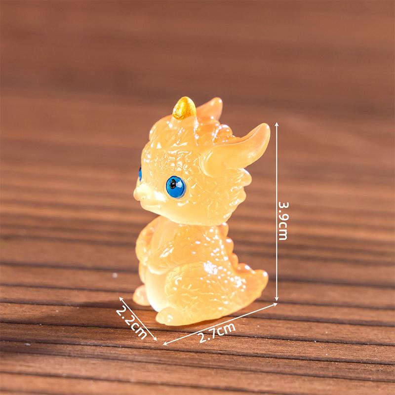 Mini Luminous Zodiac Dragon Figurine Simulation Loong Ornament Micro Landscape Car Interior Home Desktop New Year Decoration