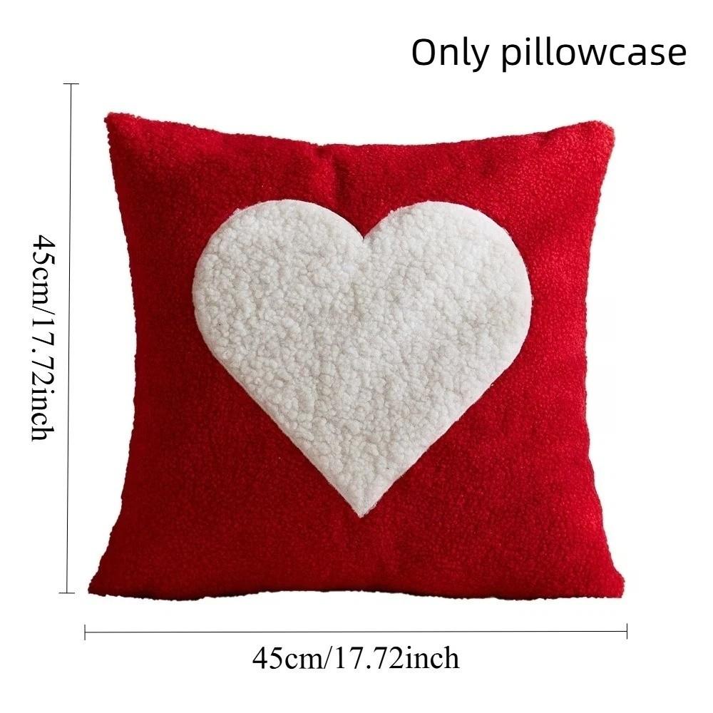 Soft Valentine Heart Pattern Pillowcase Embroidery Decorative Tufted Cushion Case 45CM Square Throw Pillow Cover Bedroom