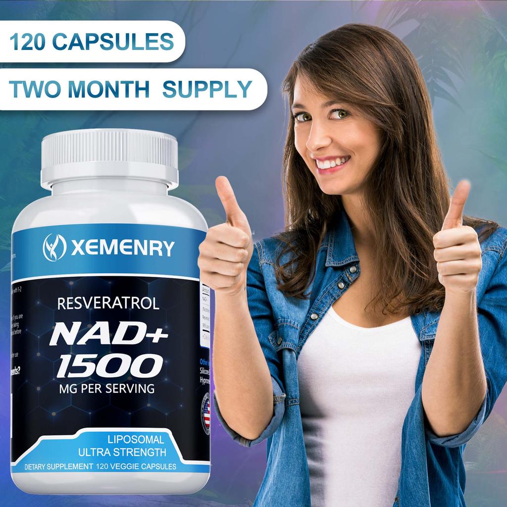 NAD+ Supplement, 1500 Mg - NAD+ Liposome Supplement with Resveratrol, Fortified NAD+ Supplement - Supports Endurance and Healthy Aging