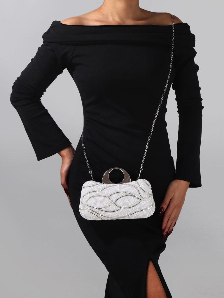 Pearl Evening Clutch Bag - Luxury Retro Handbag for Women