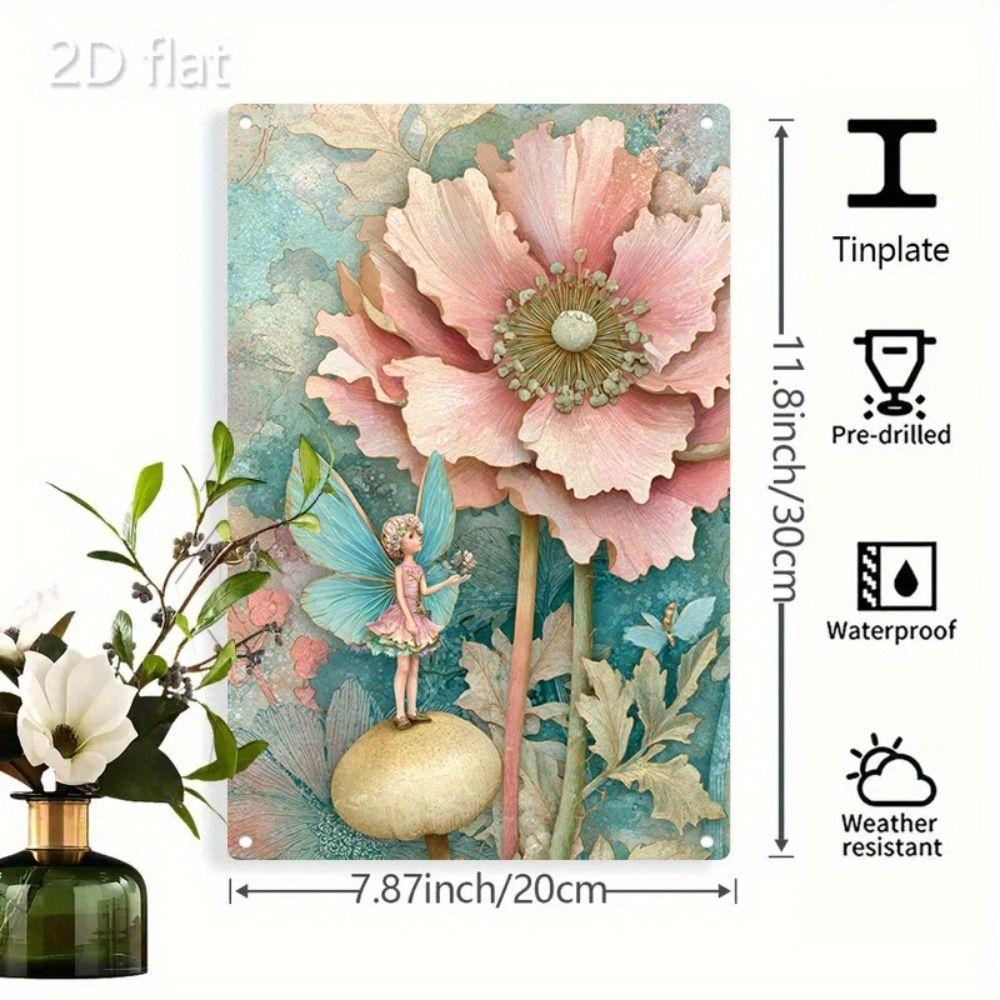 Vintage Metal Tin Sign Bird Feeding Chicks on Flowers Florist Decor For Living Room 20x30cm