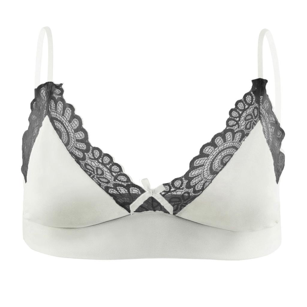 Mens Sheer Lace Bra Soft Bralette with Removable Straps Lightweight Sleepwear Loungewear