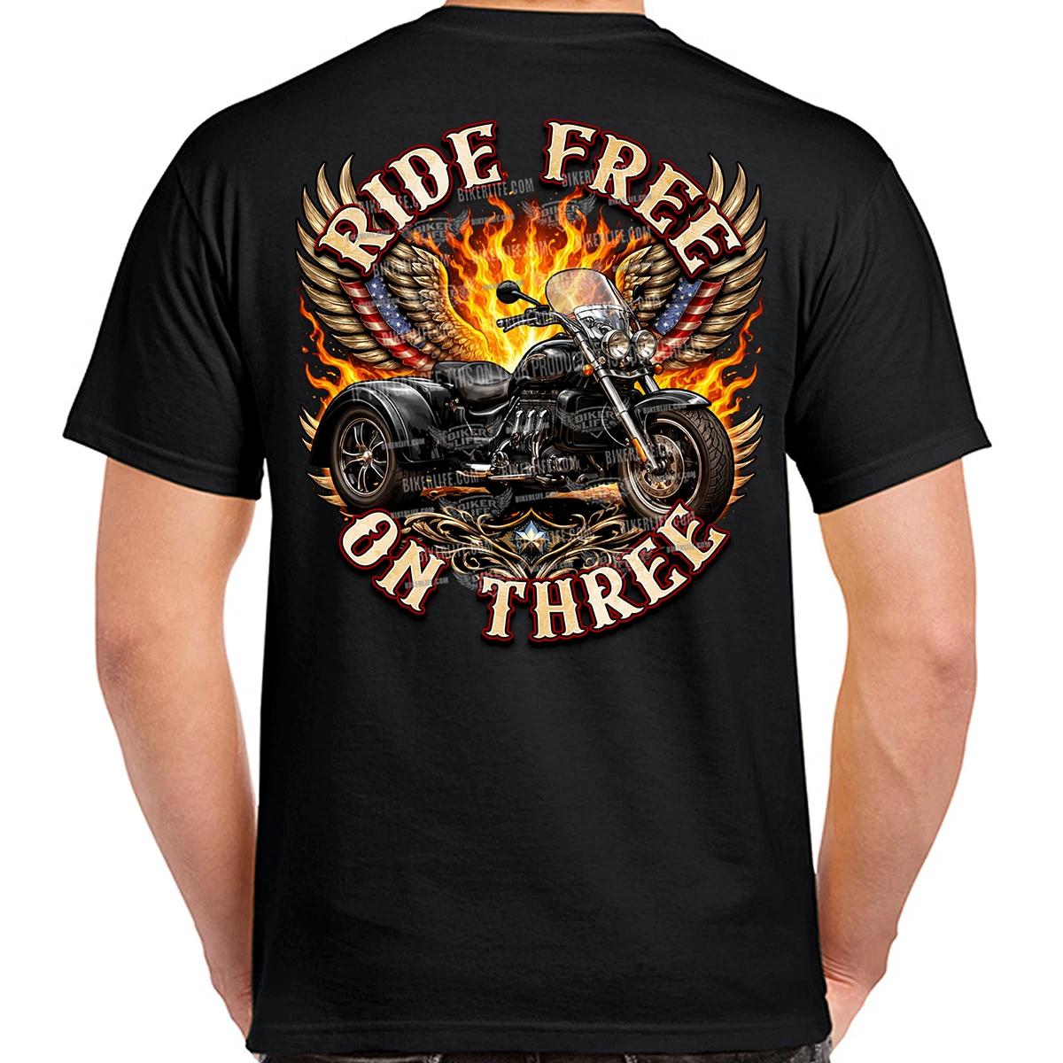 T-Shirt Ride Free on Three No Harley M
